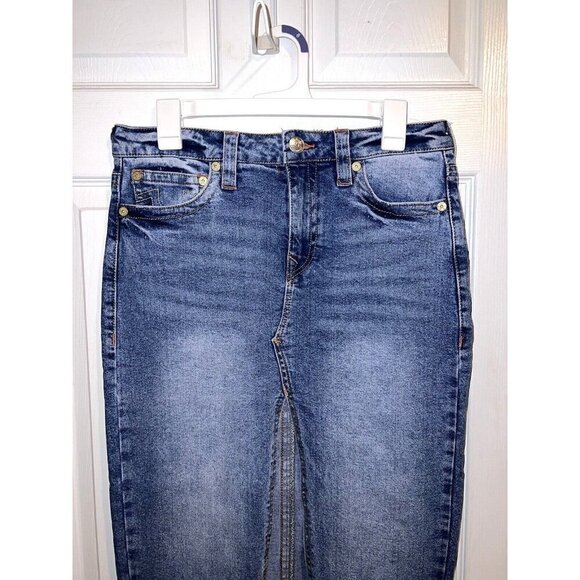 NWT LUCKY BRAND Denim Medium Wash Maxi Skirt w Front Slit Size 4/27 - Picture 3 of 10